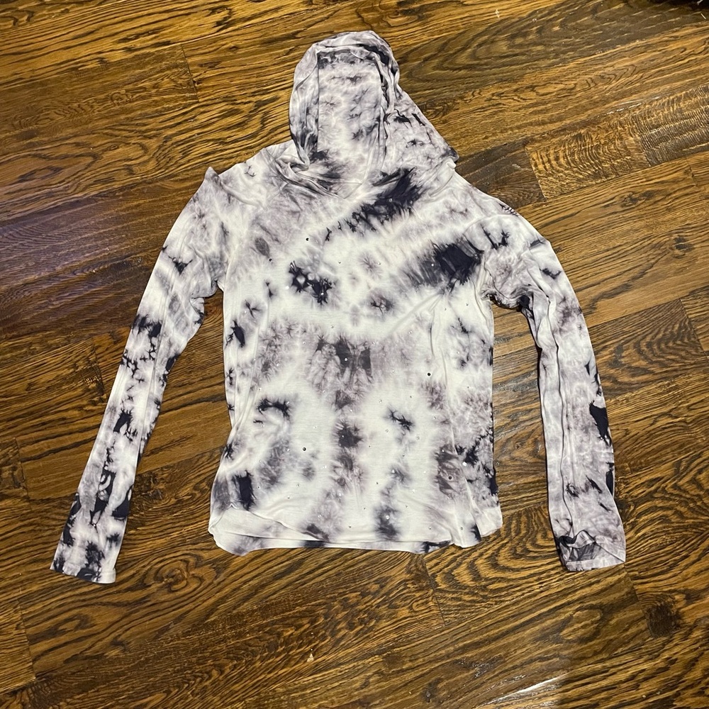 Justice Black and White Tie-Dye T-shirt Hoodie